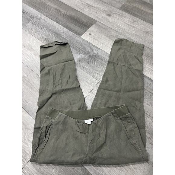 J. Jill Pants - J Jill Love Linen Pants Women's Olive Green Crop Style Pull On Size Small